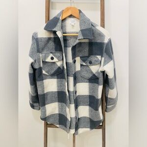 Oversized Grey and White Plaid Flannel